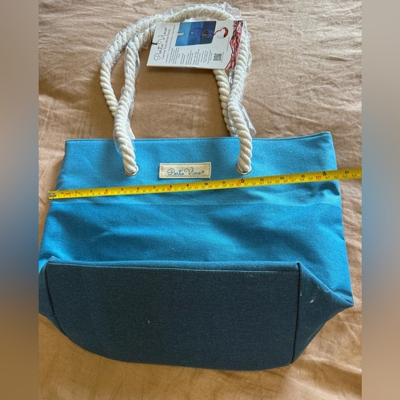 Porto Vino NWT insulated Canvas tote wine bag blue - Picture 3 of 5
